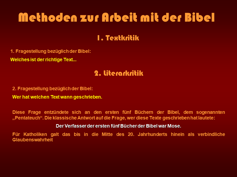 Präsentation zur Entstehung der Bibel