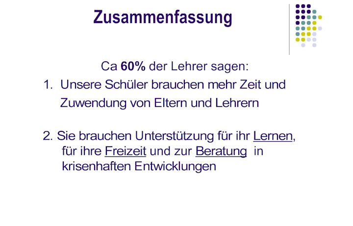 Präsentation des Ergebnisses der Lehrerbefragung