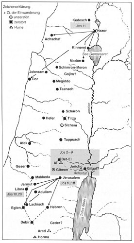 Übersichtskarte zur Darstellung des Josuabuches